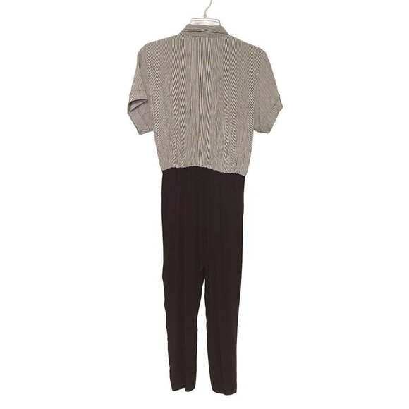 Taurus II Vintage 80’s Black & White Jumpsuit Pockets Elastic Waist Women Size 8 - Picture 3 of 10